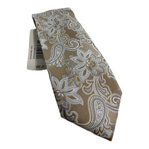 Geoffrey Beene Men's Taupe Paisley NWT 100% Silk Neck Tie